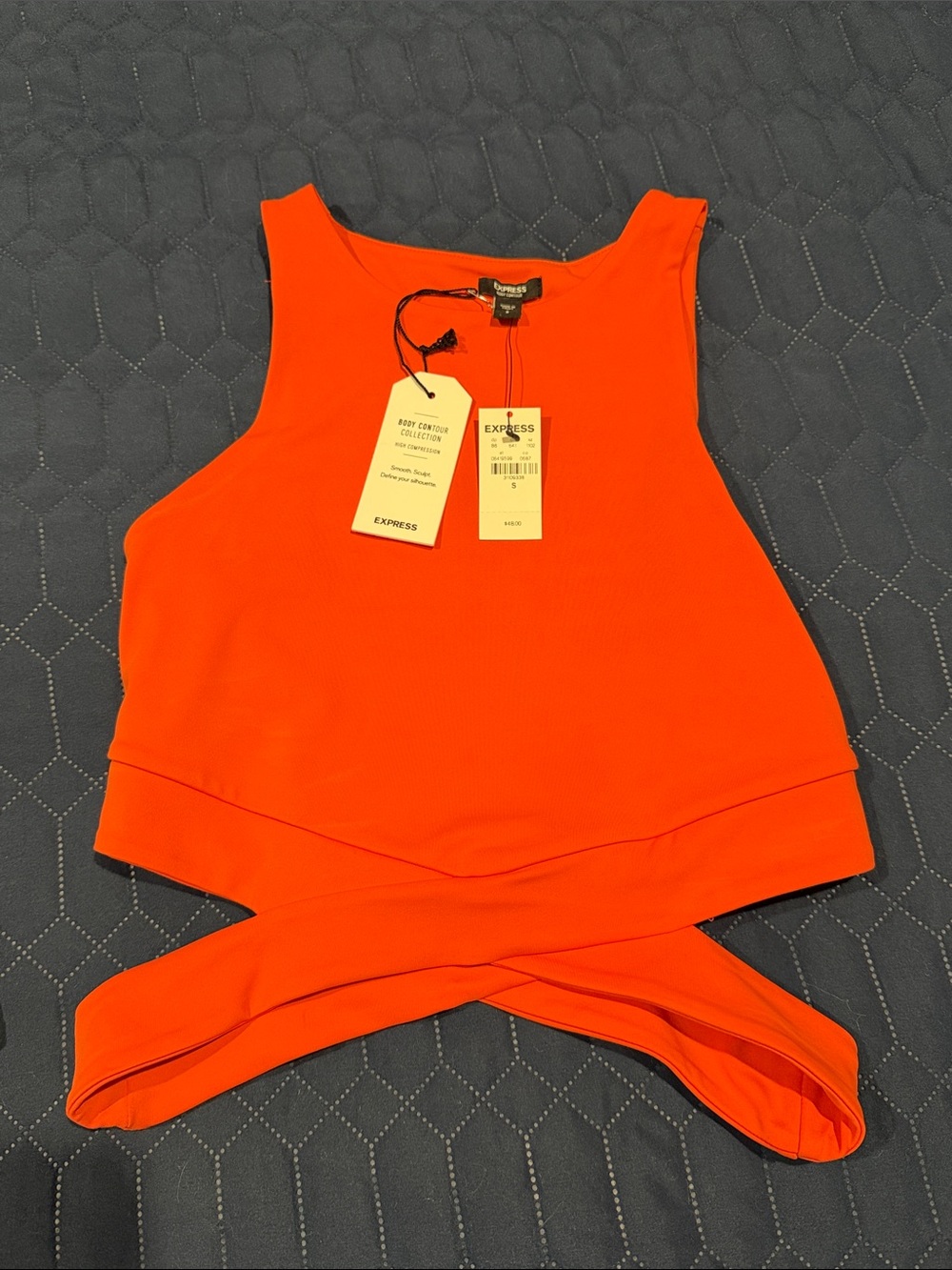 Express Orange Cropped Tank with Cross-Over Hem